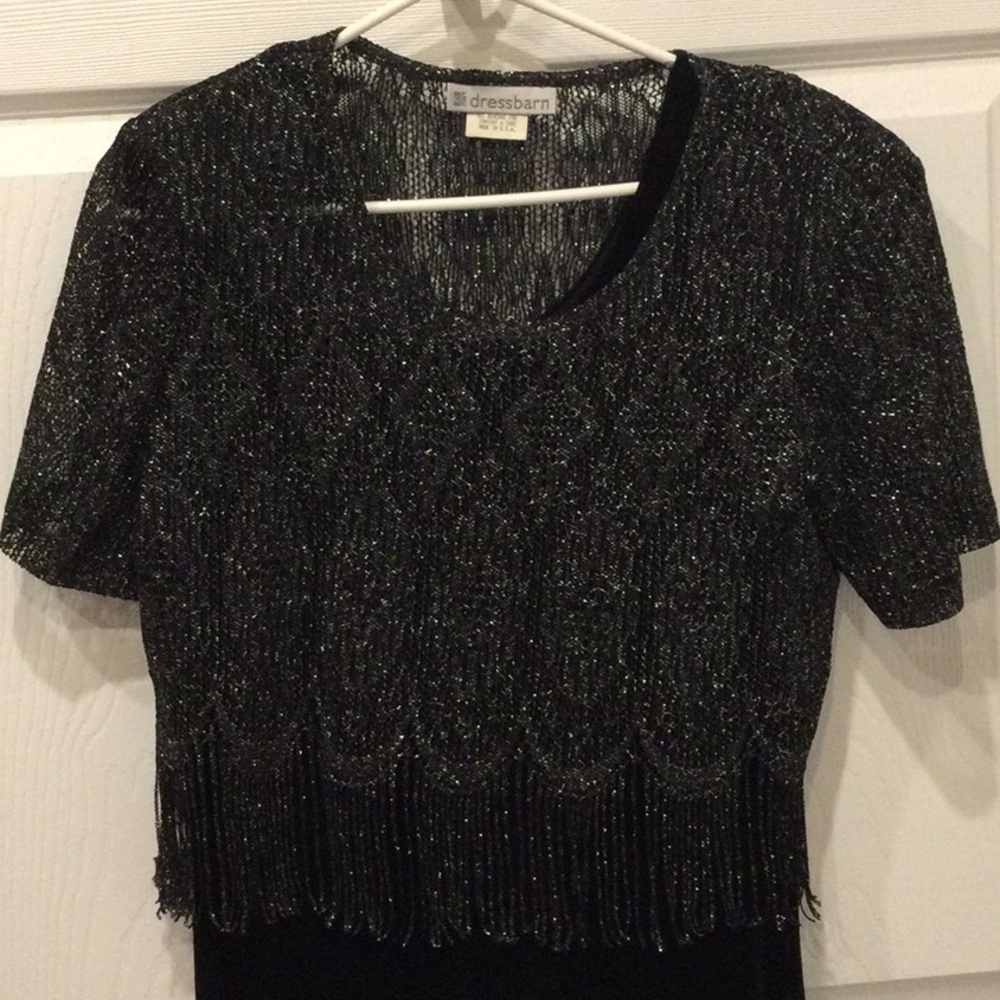 WOMEN’S BEAUTIFUL HOLIDAY VELVET TANK DRESS & SPARKLE OVERLAY TOP SZ 6 DRESSBARN